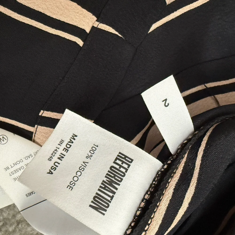 Reformation Black and Cream Striped Wide Leg Sheer Pants - Picture 5 of 5